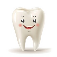 Happy Cartoon Tooth Character Smiling with Cheerful Expression