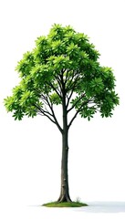 Fototapeta premium Isolated tree with outstretched branches on white space, botanical, minimalist, nature