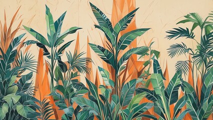 Tropical Paradise: A Lush Illustration of Exotic Plants