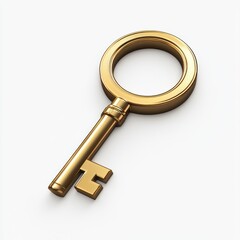 Displayed 3D blockchain key icon on solid white.