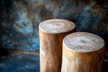 Naklejka premium Rustic Wooden Stump Tables - Modern Home Decor