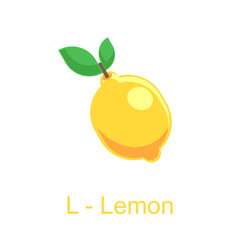 Flat illustration alphabet L for Lemon, learning for kids