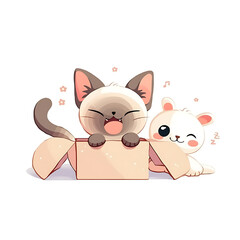 Obraz premium Playful and whimsical cat illustrations in vibrant and minimalist designs