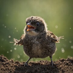 Obraz premium Describe the emotions of a baby bird taking its first flight.