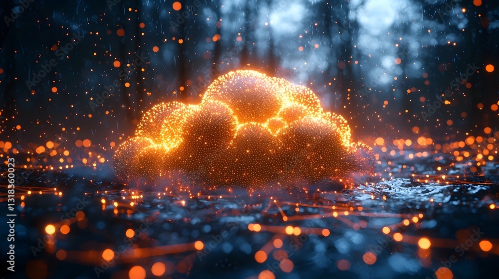 Poster glowing quantum cloud representing networking and computing possibilities