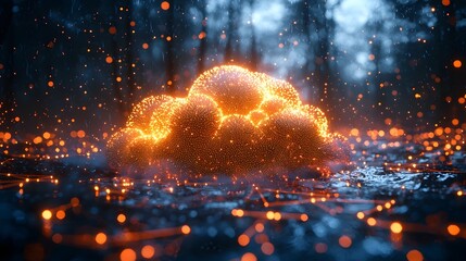 Fototapeta premium Glowing Quantum Cloud Representing Networking and Computing Possibilities
