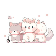 Playful and whimsical cat illustrations in vibrant and minimalist designs