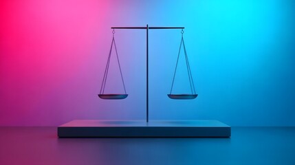 Balanced Scales of Justice - Glowing Blue Energy Representation of and Fairness