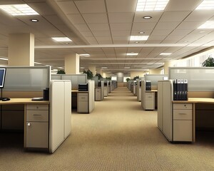 Empty modern office cubicles