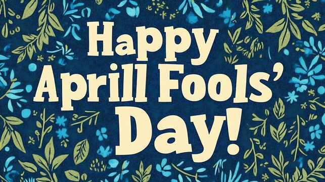 Happy April Fools' Day greeting card with floral design.
