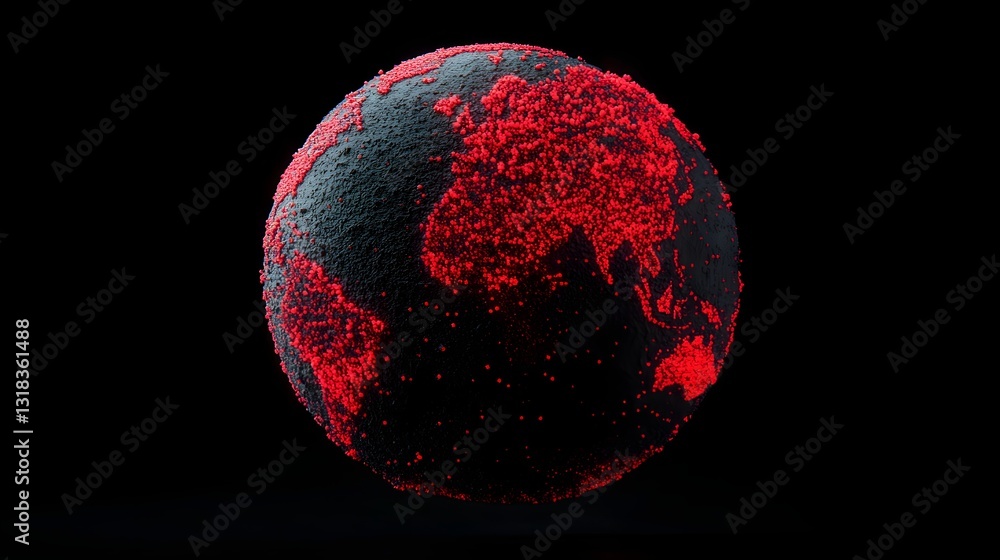 Poster detailed 3d rendering of digital globe highlighting global emergency response efforts