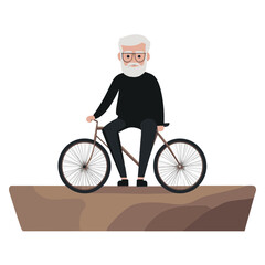 Fototapeta premium old man riding a bicycle