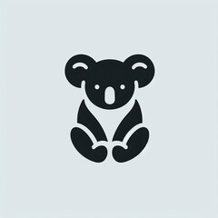 Naklejka premium Koala Icon Simple Bold Silhouette on Light Gray