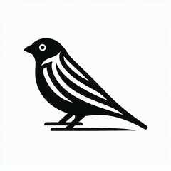 Fototapeta premium Minimalist Black Bird Illustration on White Background