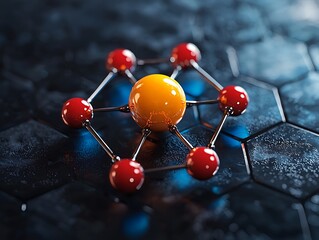 Networked spheres on hexagon surface