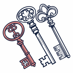 Vintage key silhouette vector