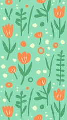 A lively orange and green design featuring plant elements and eco-conscious patterns, conveying a sense of environmental sustainability and natural beauty.