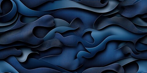 Obraz premium Abstract Blue Waves Pattern with Layers of Smooth Flowing Textures in Shades of Deep Navy and Turquoise for Creative Design Projects