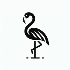 Fototapeta premium Elegant Flamingo Icon in Black Silhouette
