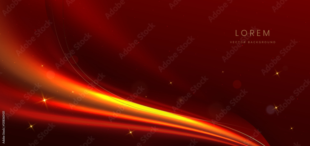 Poster luxury red background with red light rays and lighting effect sparkle.