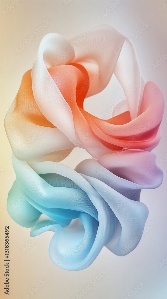 Poster a stunning display of swirling shapes in soft hues creates an enchanting fusion of colors. the fluid