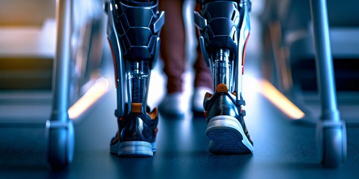 Robotic legs in motion, showcasing advanced prosthetic technology.
