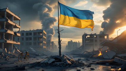 Ukrainian Flag Defiance: Footage of Resilience in Destroyed City
