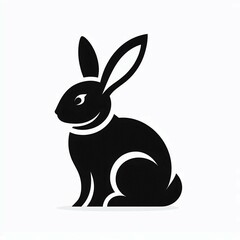 Obraz premium Elegant Black Rabbit Silhouette on White