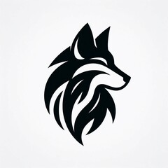 Obraz premium Striking Black and White Wolf Profile Silhouette