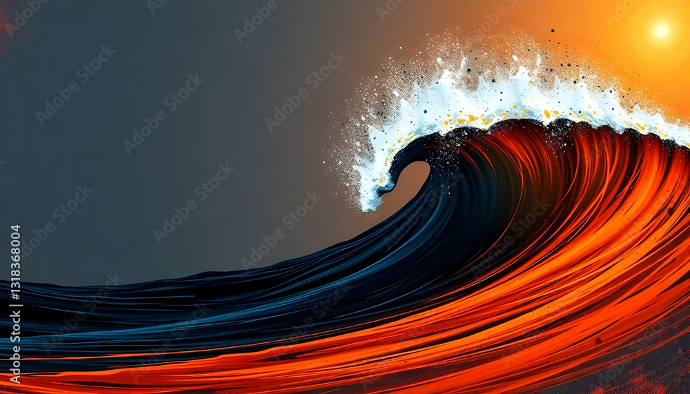 Poster surreal abstract wave with vivid colorful textures and effects
