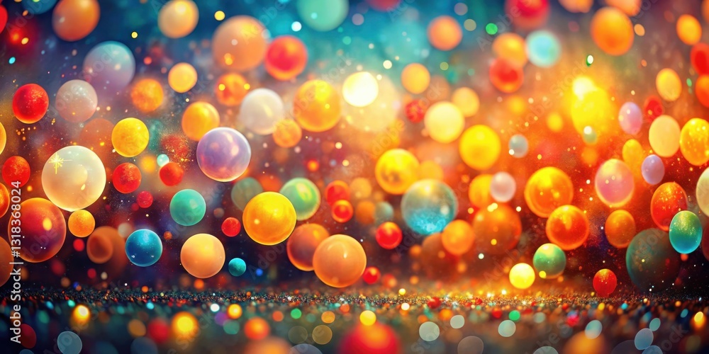 Aufkleber A cascade of shimmering orbs, suspended in a sea of golden sparkles, create a mesmerizing display of vibrant color and ethereal beauty.