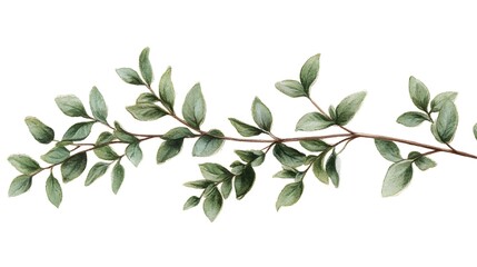 Naklejka premium Delicate Thyme Sprig with Small Green Leaves on White Background
