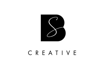SB, BS Letter logo design with negative space cut and creative look vector