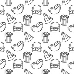 fast food hand drawn seamless pattern