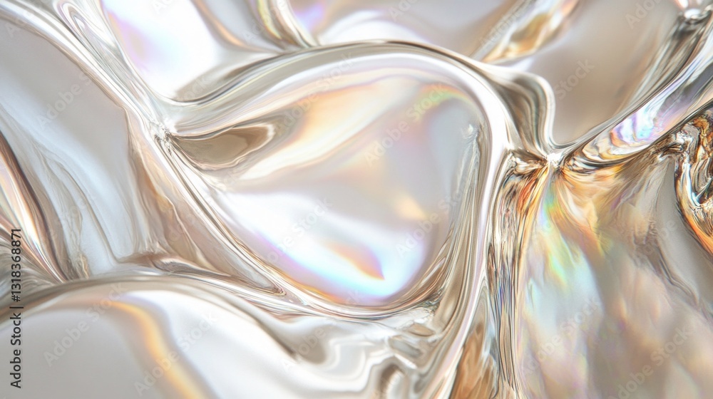 Poster shimmering waves of a translucent substance ripple gently, reflecting soft hues of light. the interp