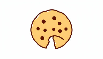 Cute cartoon cookie with chocolate chips and a bite taken out
