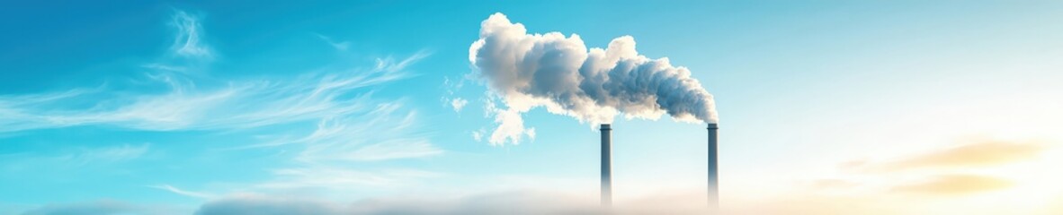 Fototapeta premium A large stack of smoke is rising from a power plant