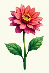Obraz premium Small, colorful flower with intricate details and green leaves, colorful, botanical