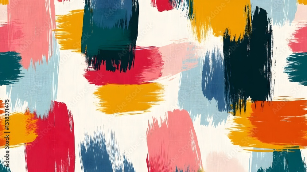 Poster vibrant abstract brushstroke fabric pattern with multicolored strokes