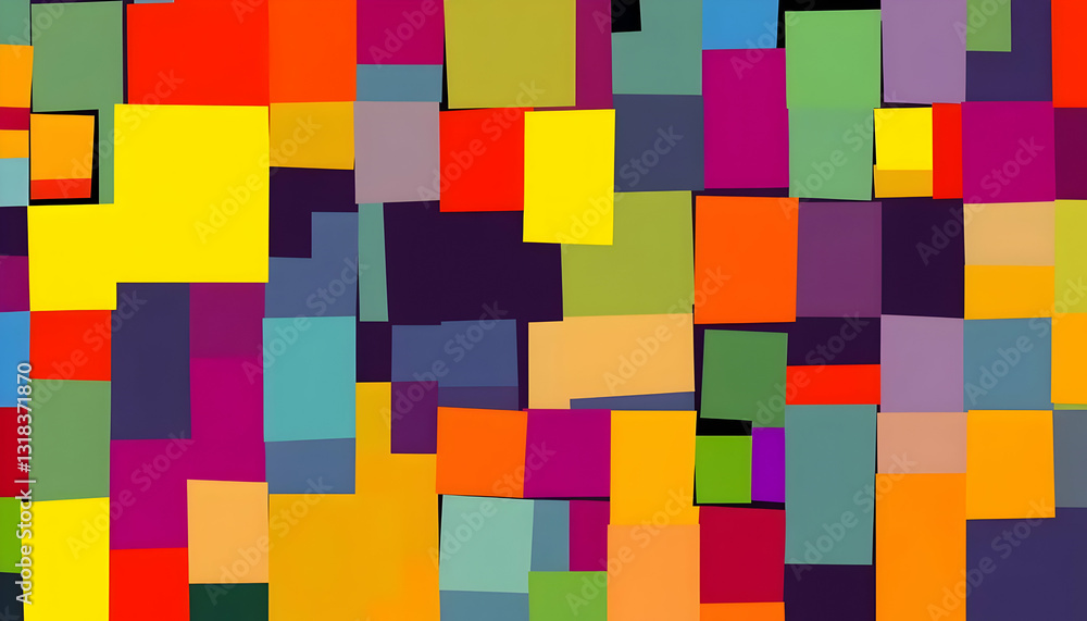 Poster colorful abstract blocks of color in various geometric shapes