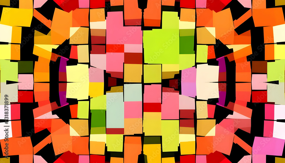 Poster vibrant abstract geometric pattern with colorful blocks and shapes