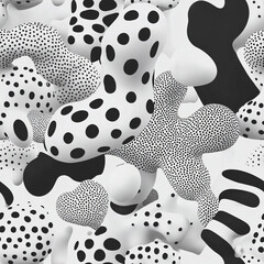 Modern abstract 3D black and white patterned shapes design background for banner, poster, flyer, advertising. Place for text.