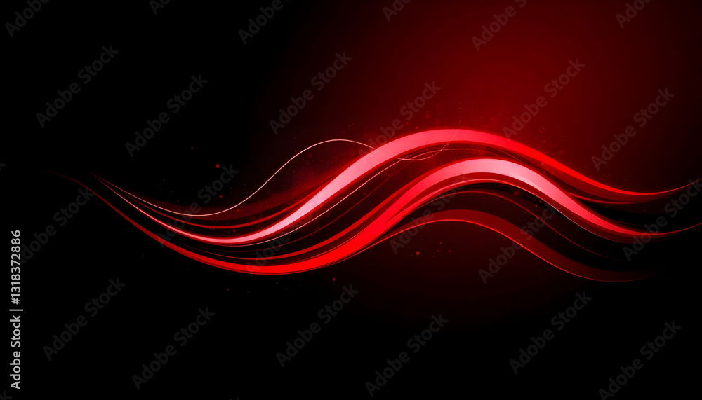 Aufkleber abstract red waves on black background with smooth flow and motion