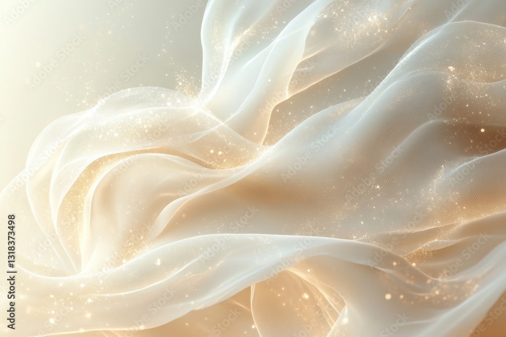Poster delicate swirls of fabric: abstract rendering of flowing cloth, with ethereal glow, creates a mesmer