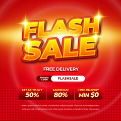 Flash Day Sale discount deals Vibrant Red gradient Editable text effect Spiral Whirlpool style halftone Promotional banner flyer Template
