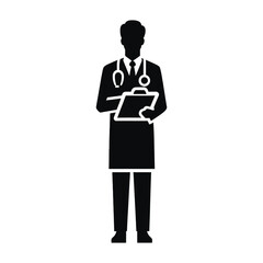 a black and white silhouette of a doctor