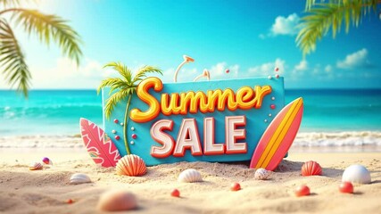 Summer sale sign on beach