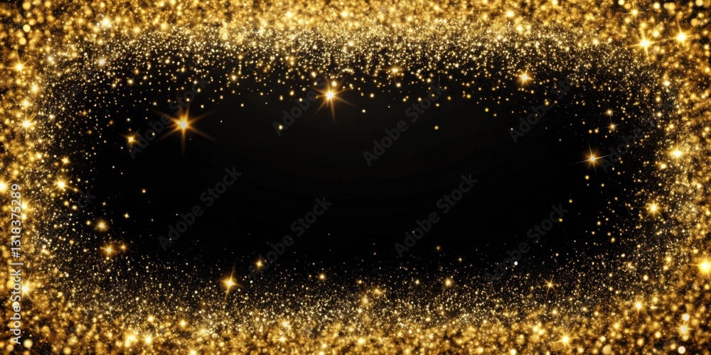 Poster a shimmering golden frame of sparkling dust and twinkling lights creates a festive backdrop for your