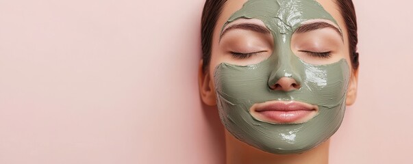 Relaxing Beauty Routine with Clay Mask on Woman's Face