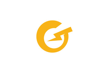 letter G and thunder logo in yellow color